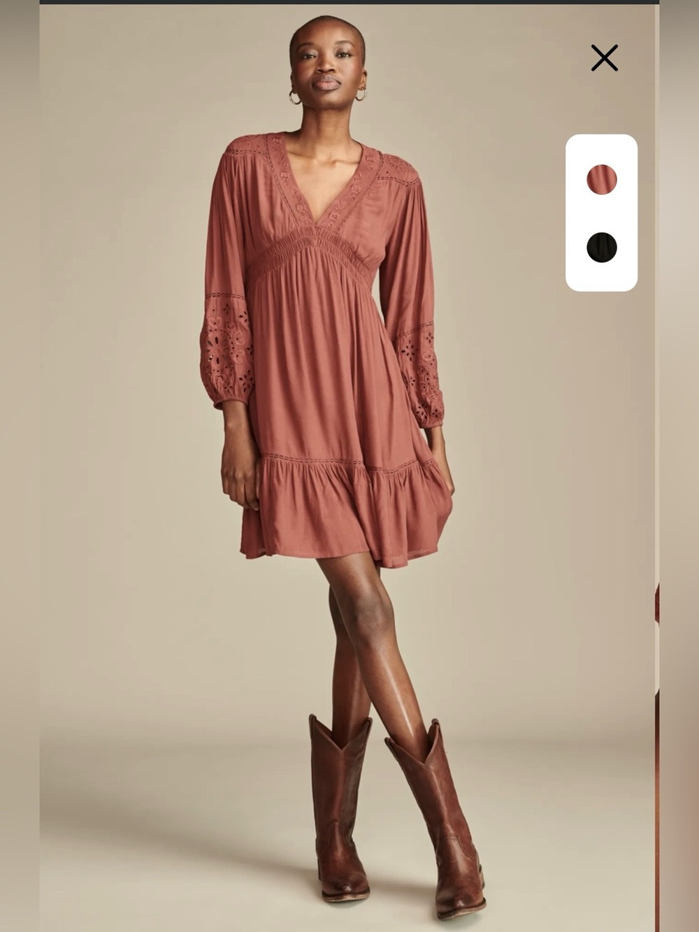 NWT Lucky Brand Cutwork Boho Mini Dress Sable Rust XL NWT $129